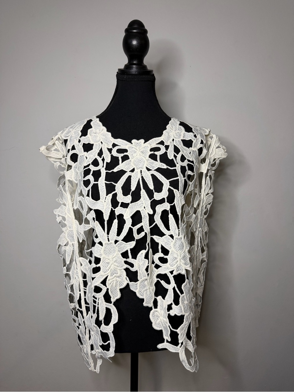 White Floral Crochet Overlay Top - Women